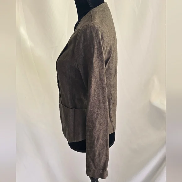 Young Fabulous & Broke women S blazer 100% linen open front pockets olive, lined - Picture 6 of 9